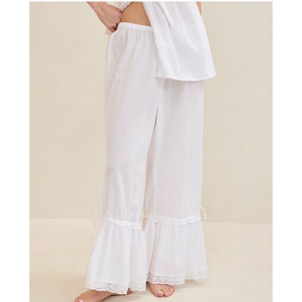 NEW Aerie Women S L XXL Cabana Bloomer crop ankle pants white lace swim cover up